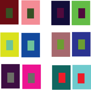 Simultaneous contrast with different colour squares 